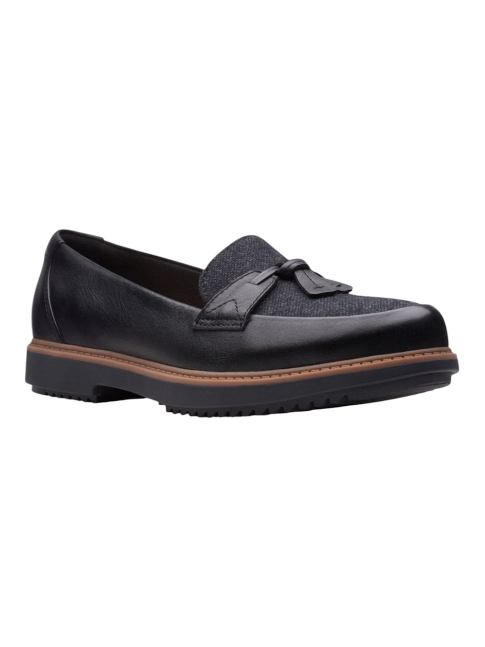 Clarks Raisie Foster leather & tweed loafers